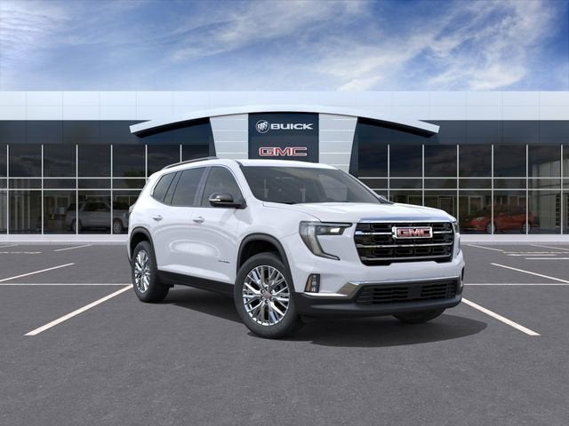 2026 GMC Acadia Elevation in Glacier White Tricoat — front three-quarter view